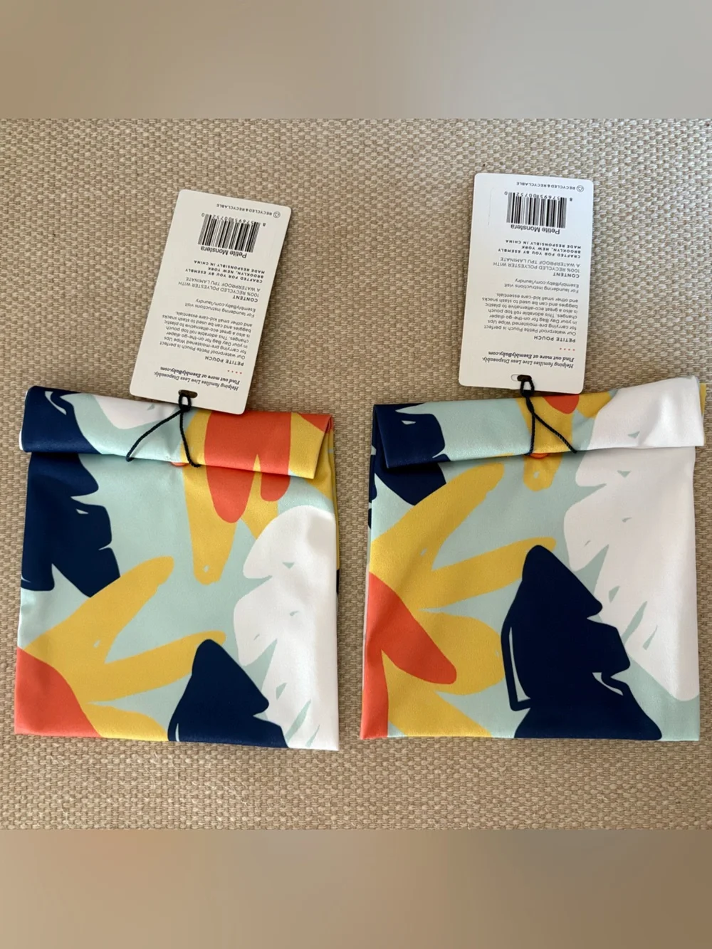 Esembly Petite Pouch Monstera Print Bundle of 2 NWT